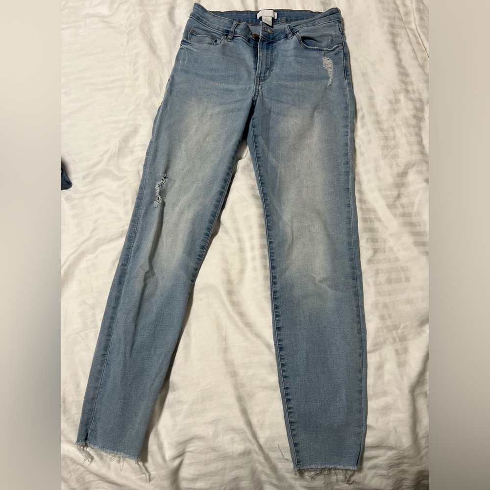 H&M Blue Skinny Jeans with Distressed Look